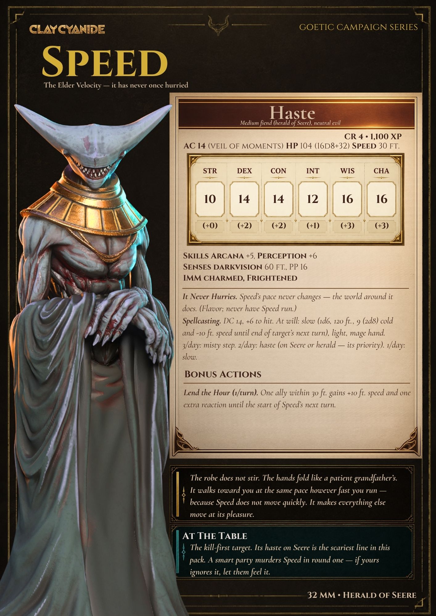 Speed stat block — CR 4 Elder Velocity, D&D 5e encounter by Clay Cyanide